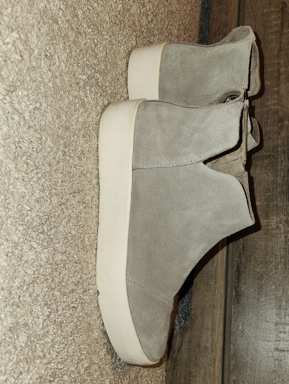 Women’s ToM Suede Platform Ankle Boots in Light Gray